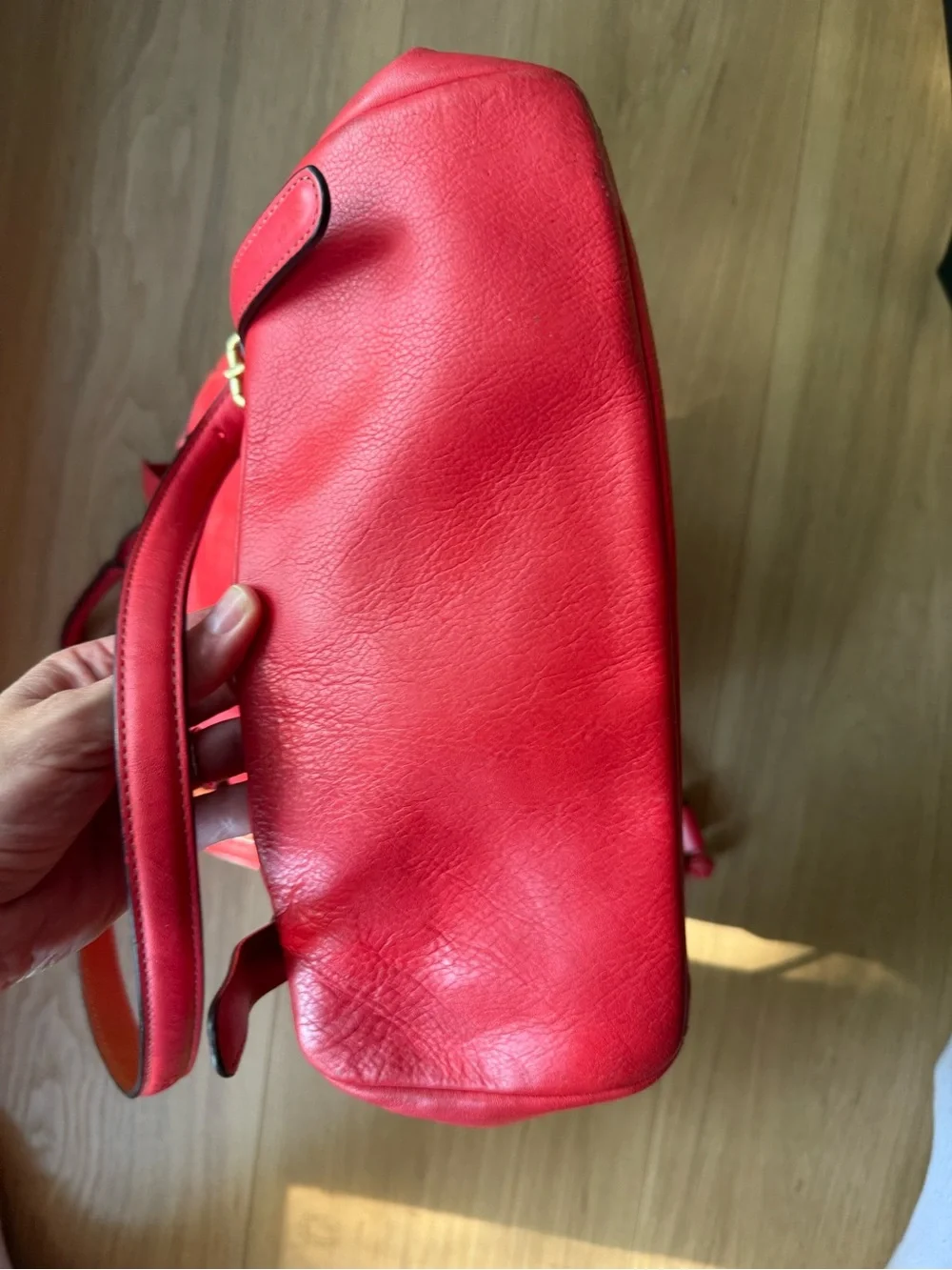 Vera Bradley Red Leather Backpack with Flap Drawstring
